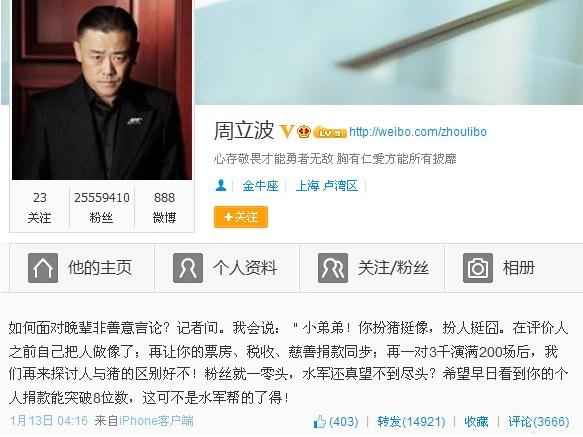 周立波罵徐崢微博截圖引網(wǎng)友圍觀,網(wǎng)友楊小慫胖質(zhì)疑遭其私信辱罵截圖
