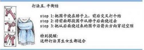 圍巾的系法圖解五、平衡結