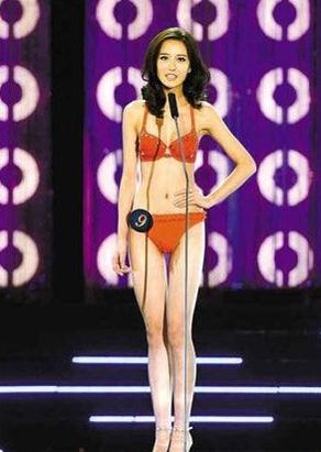 廣州選美冠軍李茜太瘦只有39公斤,李茜被調侃胸像圖釘