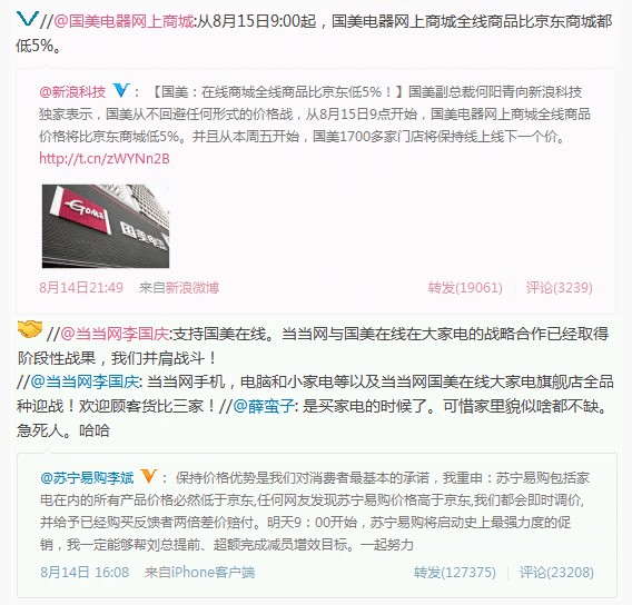 京東蘇寧價格戰(zhàn):戰(zhàn)爭擴(kuò)大化 國美當(dāng)當(dāng)積極卷入價格戰(zhàn)